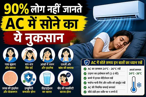90% लोग नहीं जानते AC में सोने का ये नुकसान | AC Side Effects in Hindi 1 90% लोग नहीं जानते AC में सोने का ये नुकसान | AC Side Effects in Hindi 1